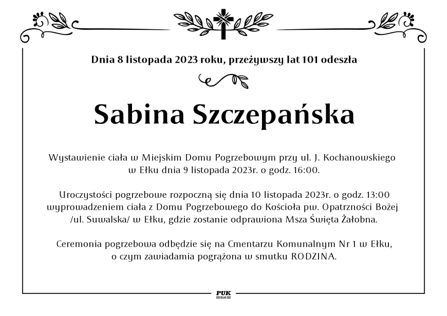 Sabina Szczepańska - nekrolog